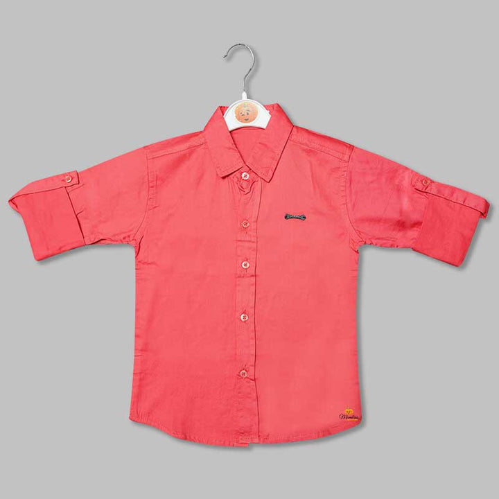 Solid Peach Shirt for Boys Variant Front View