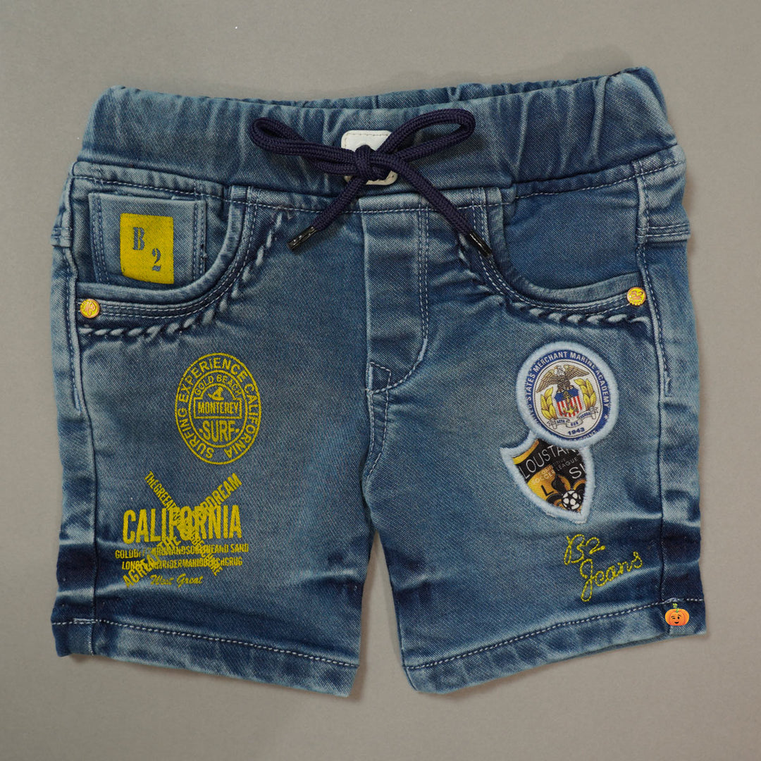 Denim Shorts For Boys with Elastic Waist Variant Front View