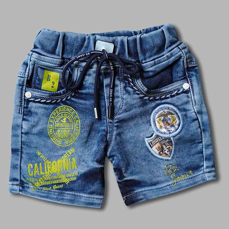 Denim Shorts For Boys with Elastic Waist Front View