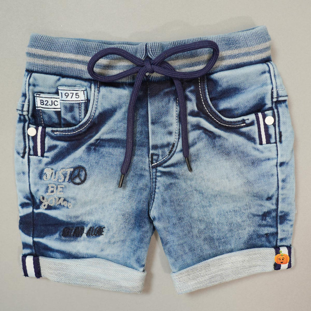 Blue Denim Shorts For Boys Front View