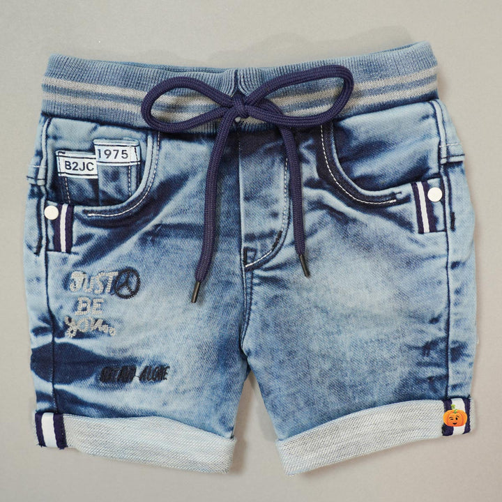 Blue Denim Shorts For Boys Front View