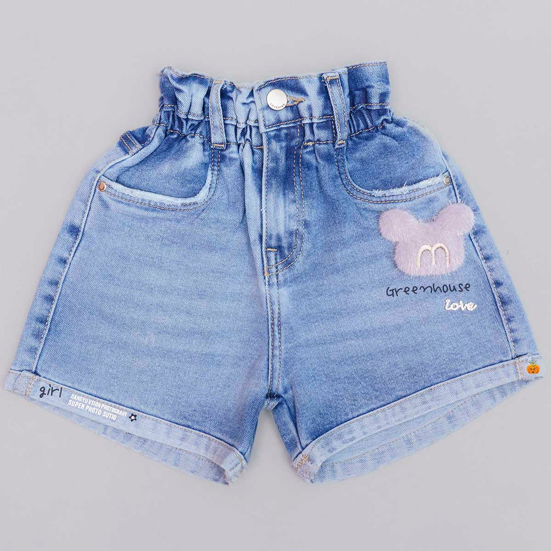 Summer Denim High Waist Girls Shorts Front View