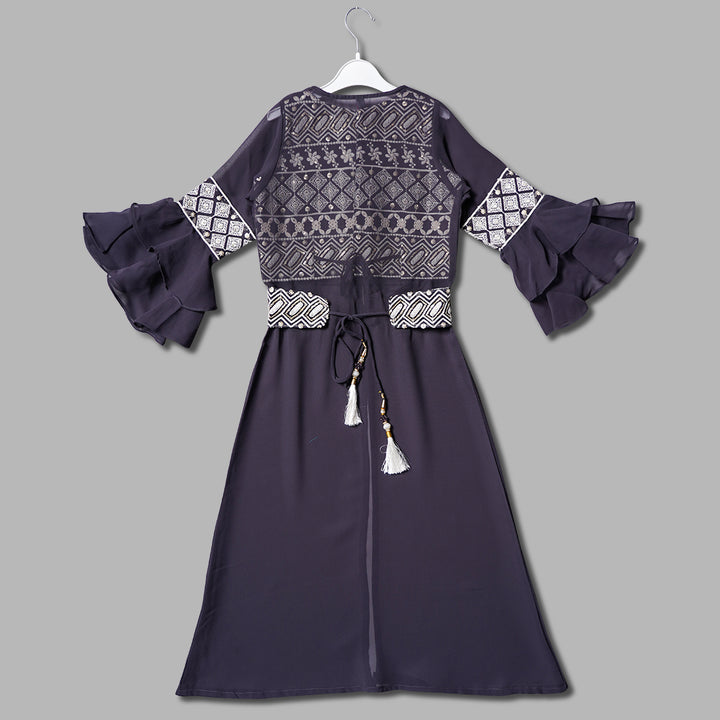 Grey & Rama Girls Plazo Suit With Shrug