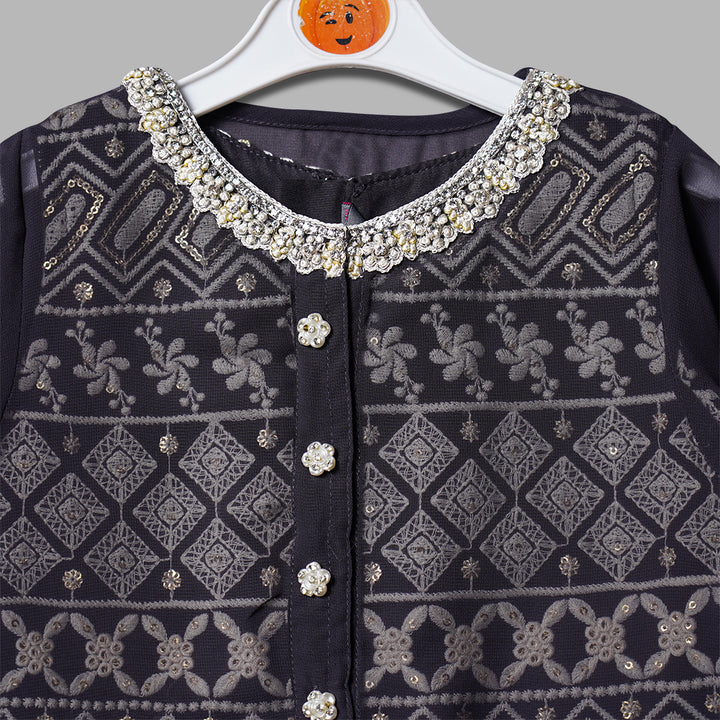 Grey & Rama Girls Plazo Suit With Shrug