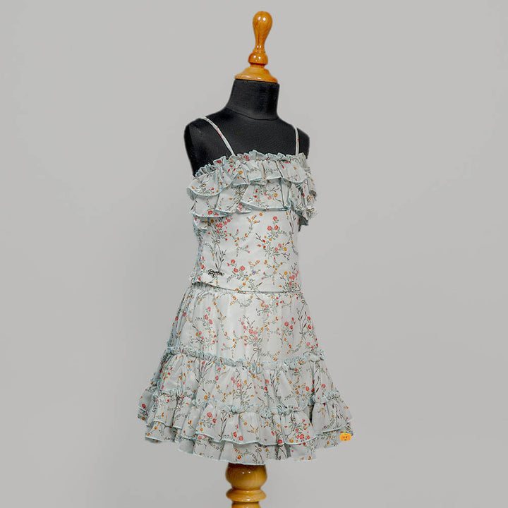 Stylish Skirt Dress For Kids With Ruffle Layered
