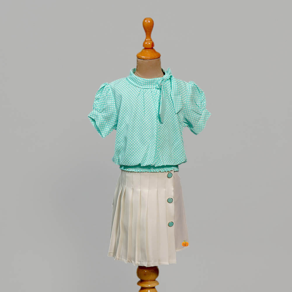 Puffed Sleeves Skirt And Top For Kids