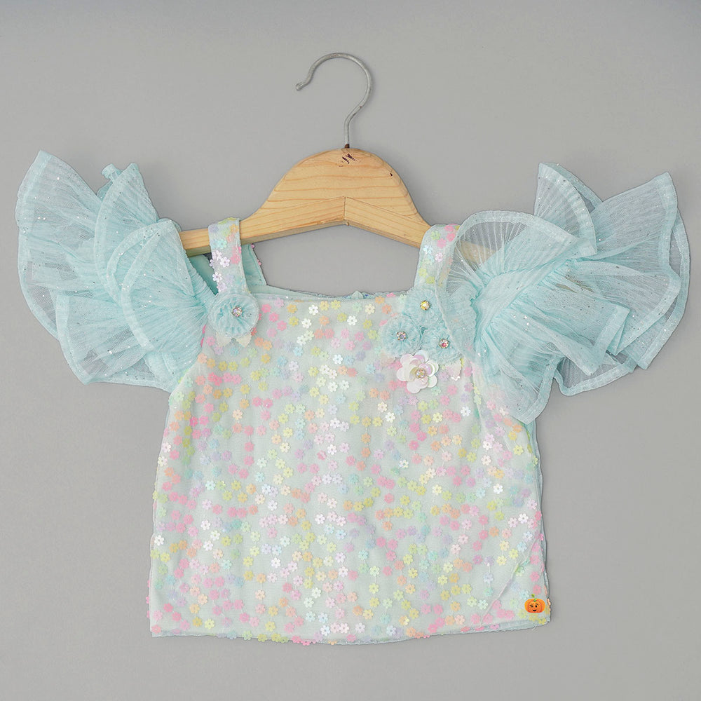 Off-Shoulder Girls Skirt & Top Top View