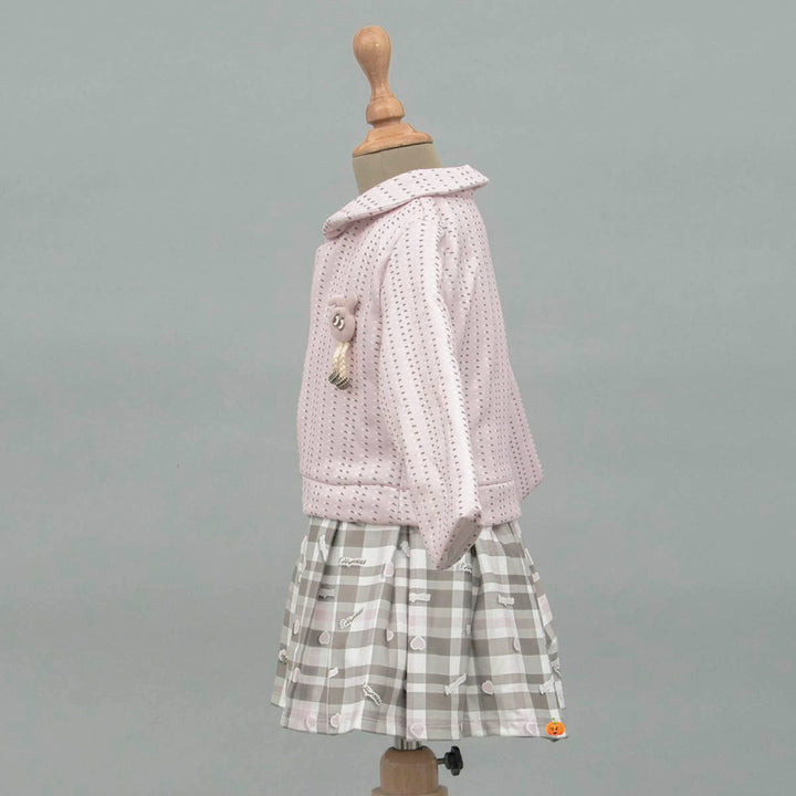 Pink Winter Skirt and Top for Kids with Jacket Side View