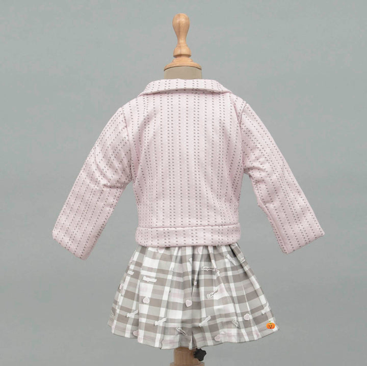 Pink Winter Skirt and Top for Kids with Jacket Back View