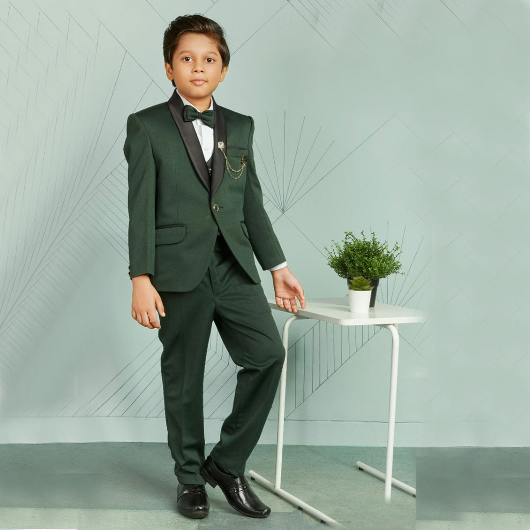 Green Party Wear Boys Suit Front View