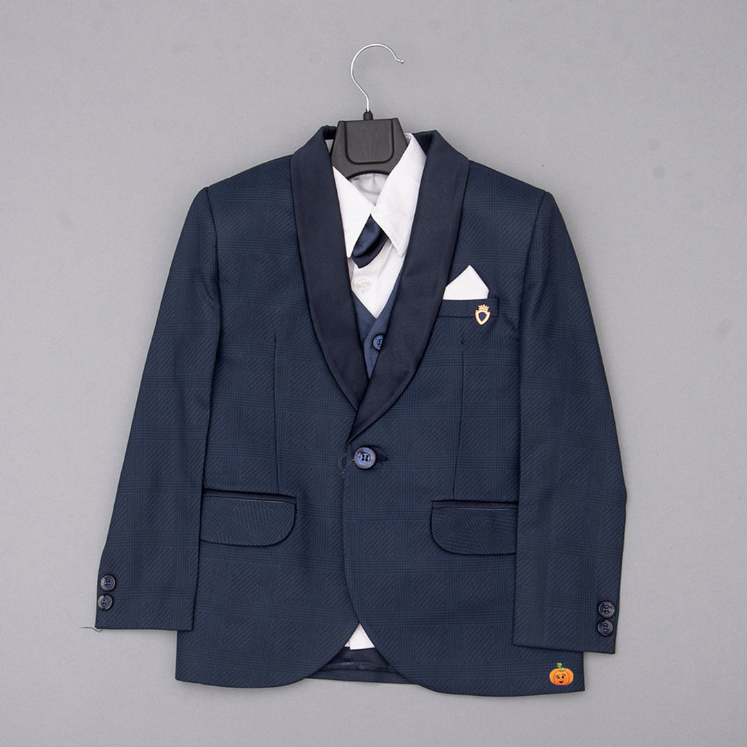 Navy Blue 2 Pcs. Boys Tuxedo Suit  Top View