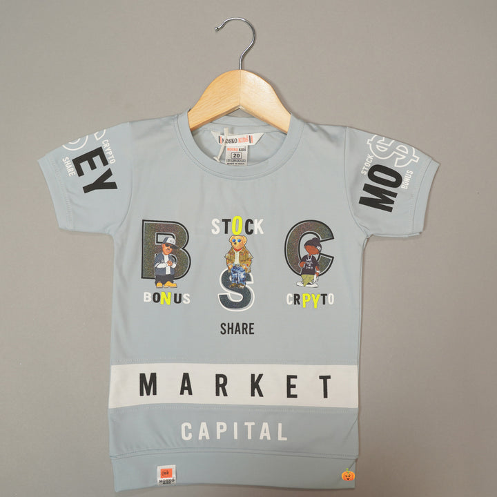 Solid Graphic Print T-Shirts For Boys Front View