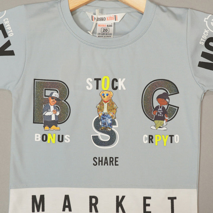 Solid Graphic Print T-Shirts For Boys Close Up View