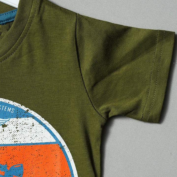 Green Half Sleeves T-Shirts for Boys Close Up View
