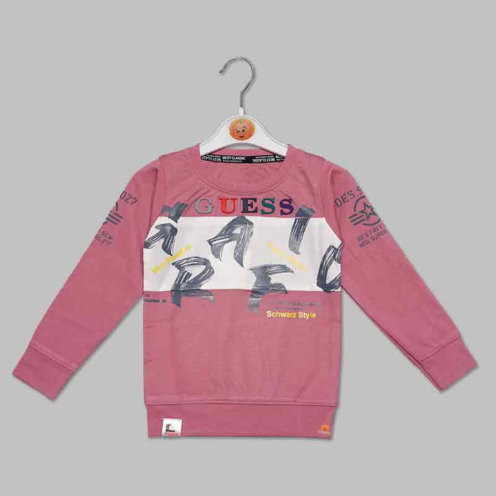 Pink Full Sleeves T-Shirt For Boys and Kids Front View