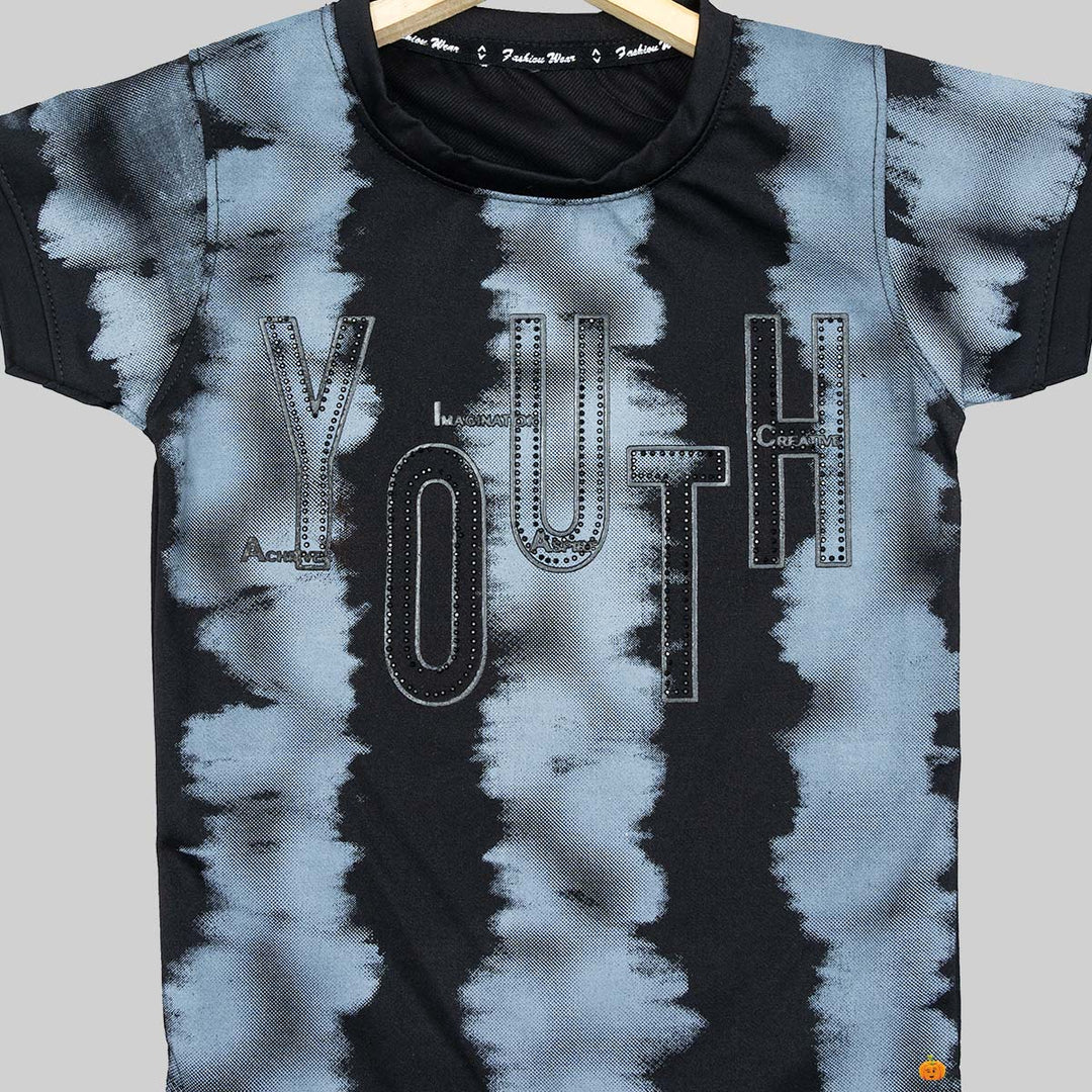 Grey Sheded T-shirt for Boys Close Up View