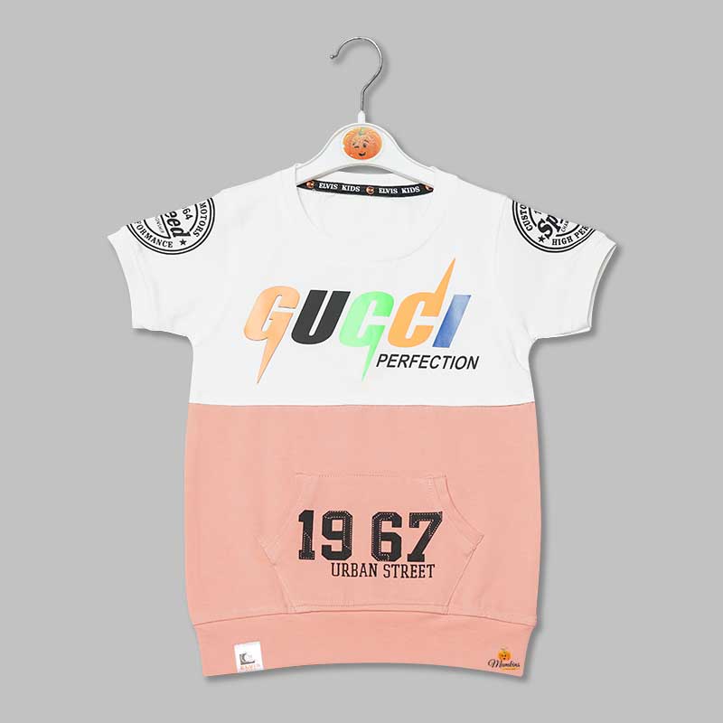 Solid Double Colored T-Shirt for Boys with Front Pockets Variant Front View
