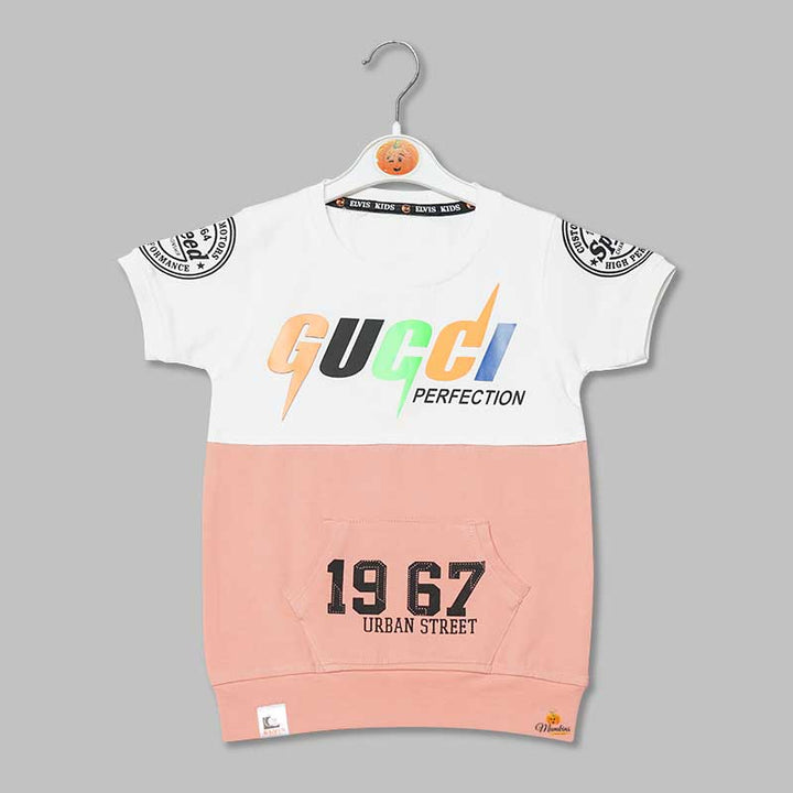 Solid Double Colored T-Shirt for Boys with Front Pockets Variant Front View