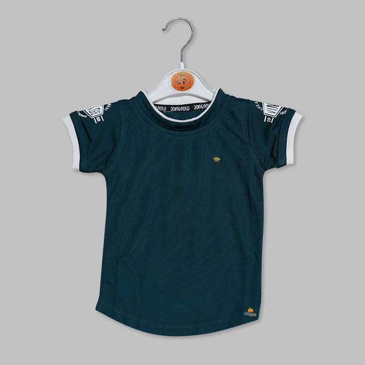 Green Maroon Round Neck T-Shirt for Boys Front View