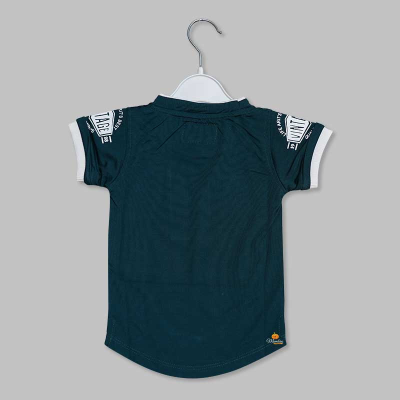 Green Maroon Round Neck T-Shirt for Boys Back  View