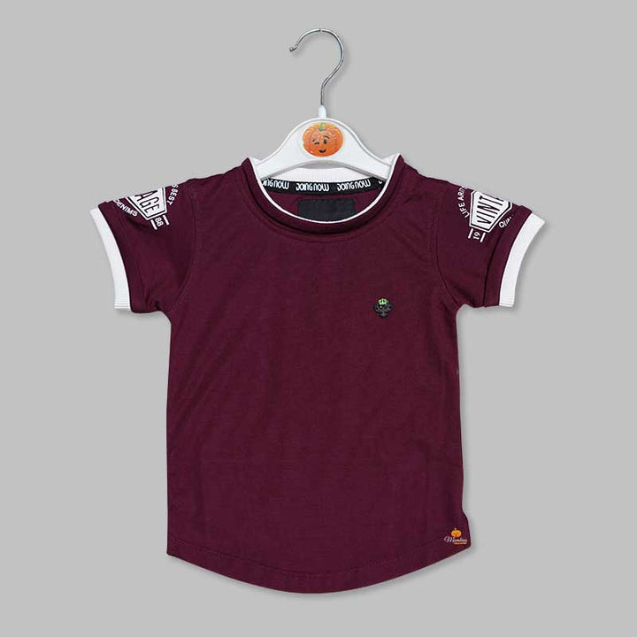Green Maroon Round Neck T-Shirt for Boys Variant Front View
