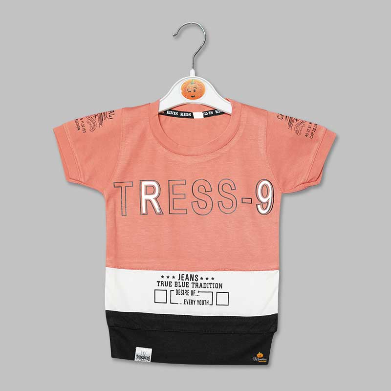 Solid Pink 3 Colored T- Shirt for Boys Front View