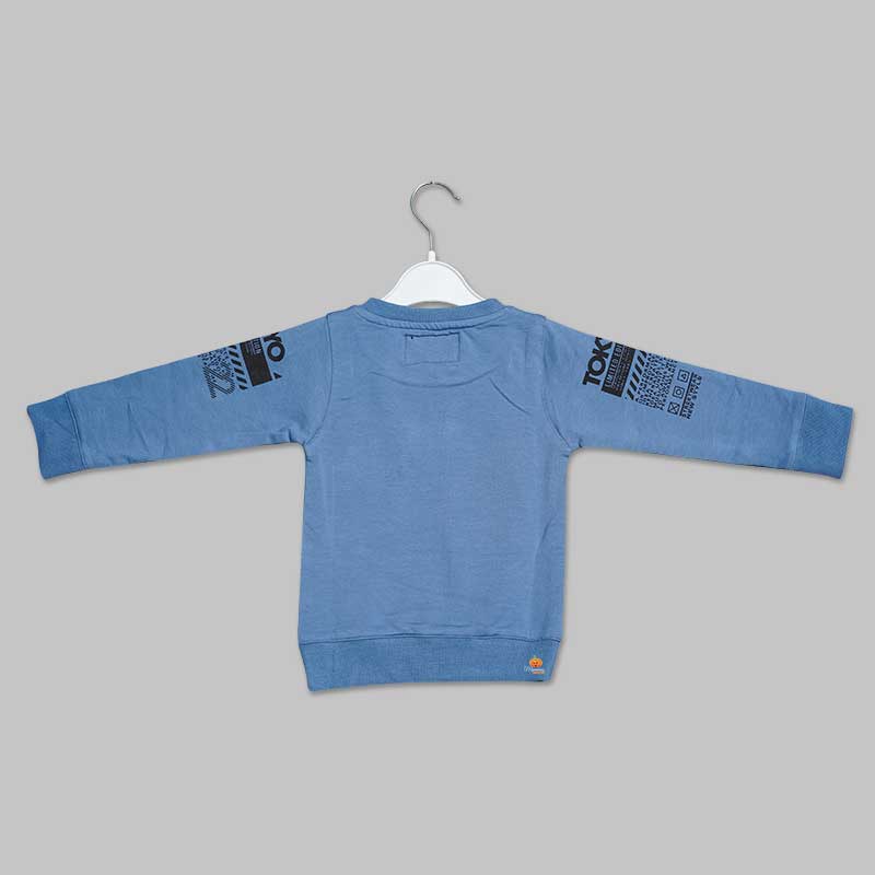 Blue Printed T-Shirt For Boys And Kids Back View