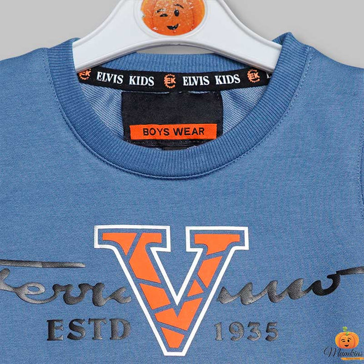 Graphic Text Print Full Sleeve t-Shirts for Boys Close Up View