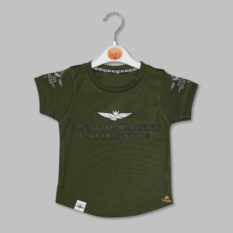 Solid Printed T-Shirts for Boys with Bottom Shape Variant Front View