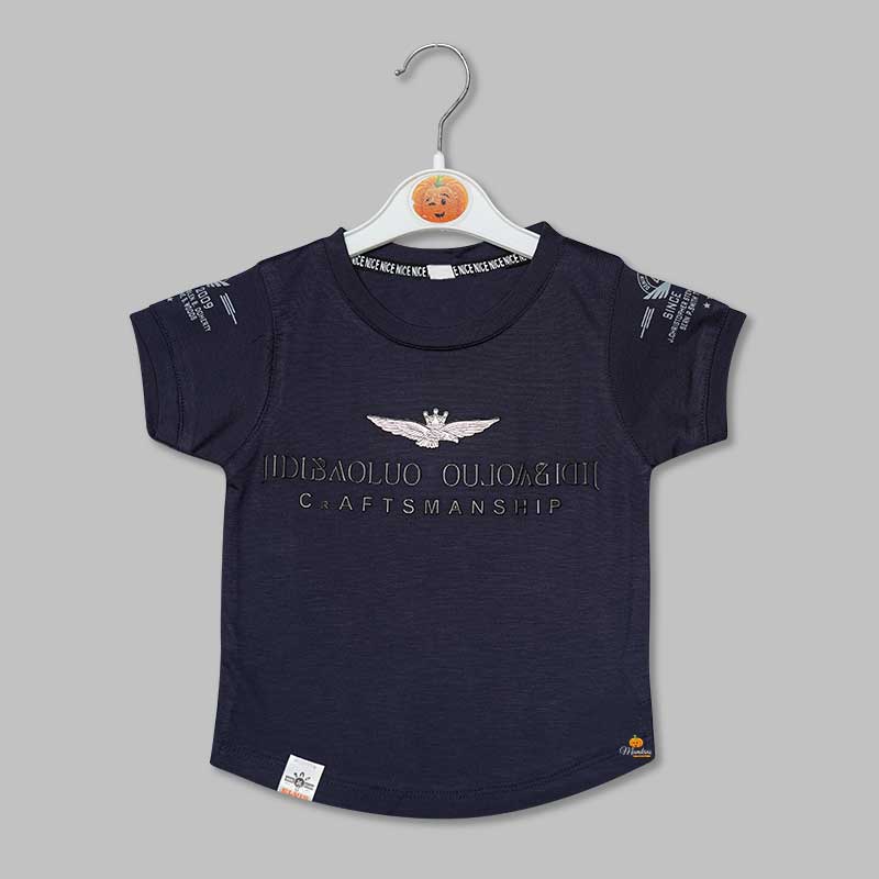 Solid Printed T-Shirts for Boys with Bottom Shape Variant Front View