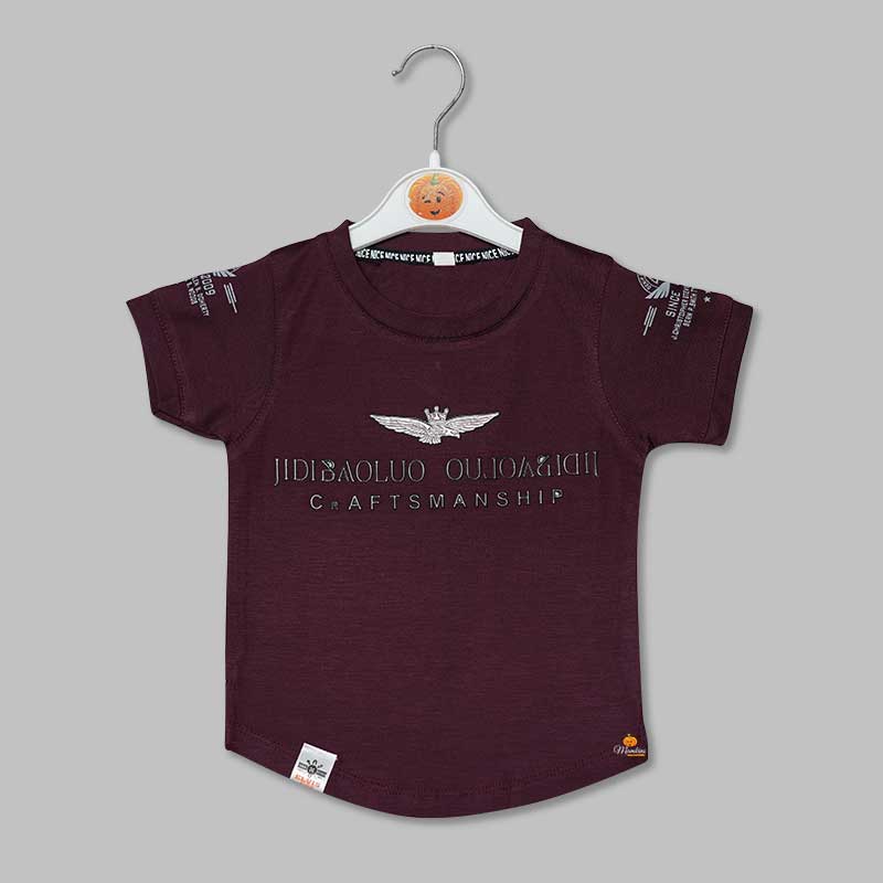 Solid Printed T-Shirts for Boys with Bottom Shape Variant Front View