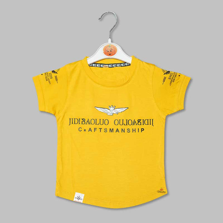 Solid Printed T-Shirts for Boys with Bottom Shape Variant Front View