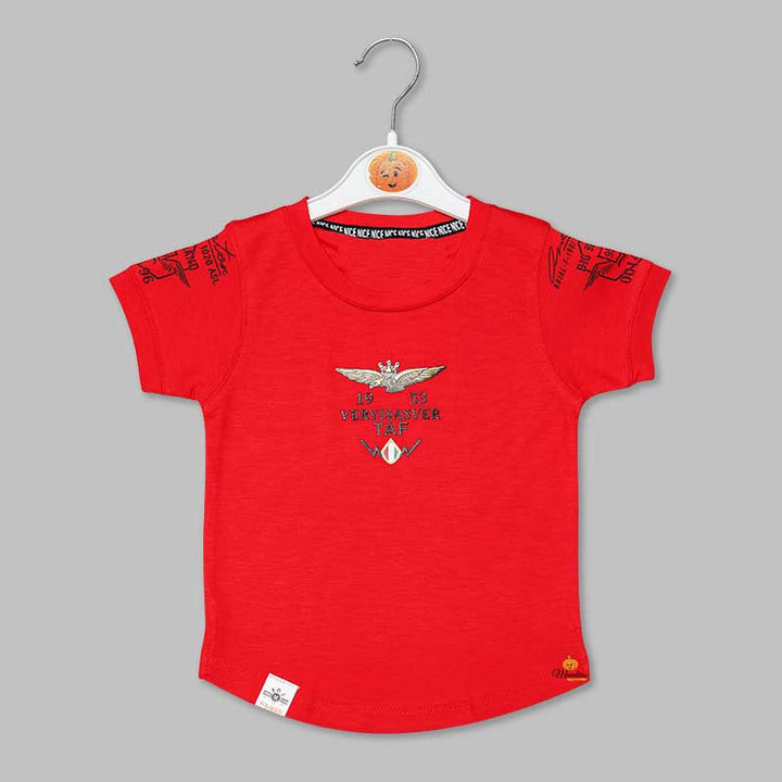 Classic Typography Print t-Shirt for Boys Red