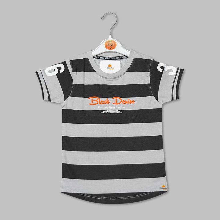 Solid Stripes Patterns T-Shirts for Boys Variant Front View