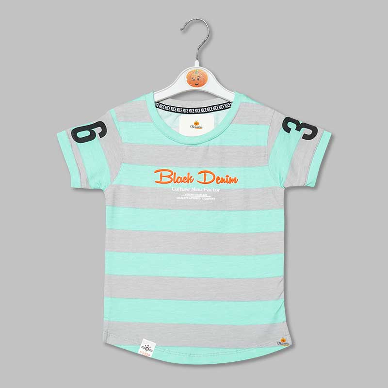 Solid Stripes Patterns T-Shirts for Boys Variant Front View