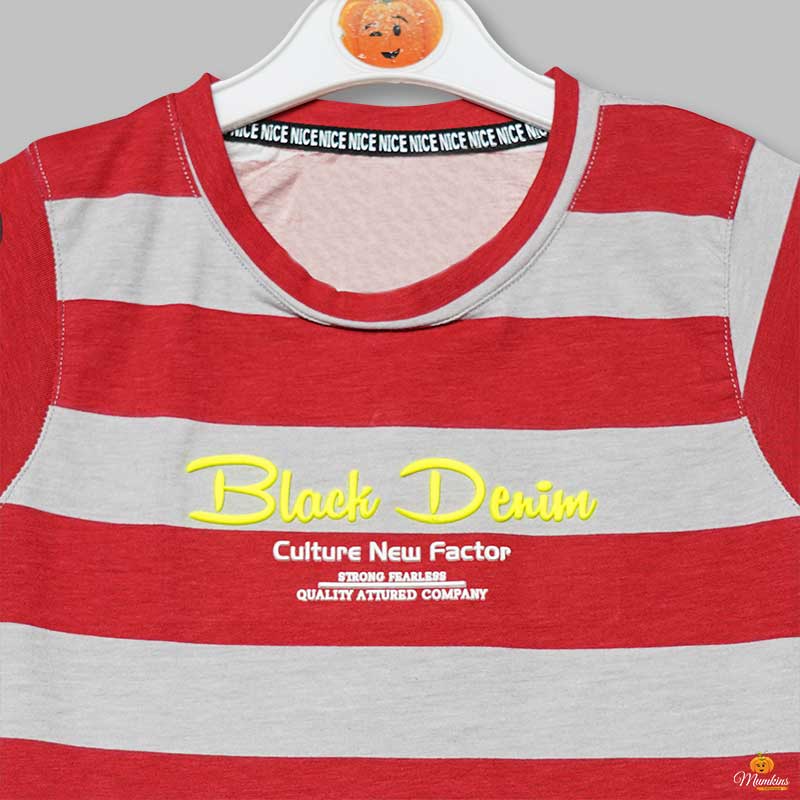 Solid Stripes Patterns T-Shirts for Boys Close Up View