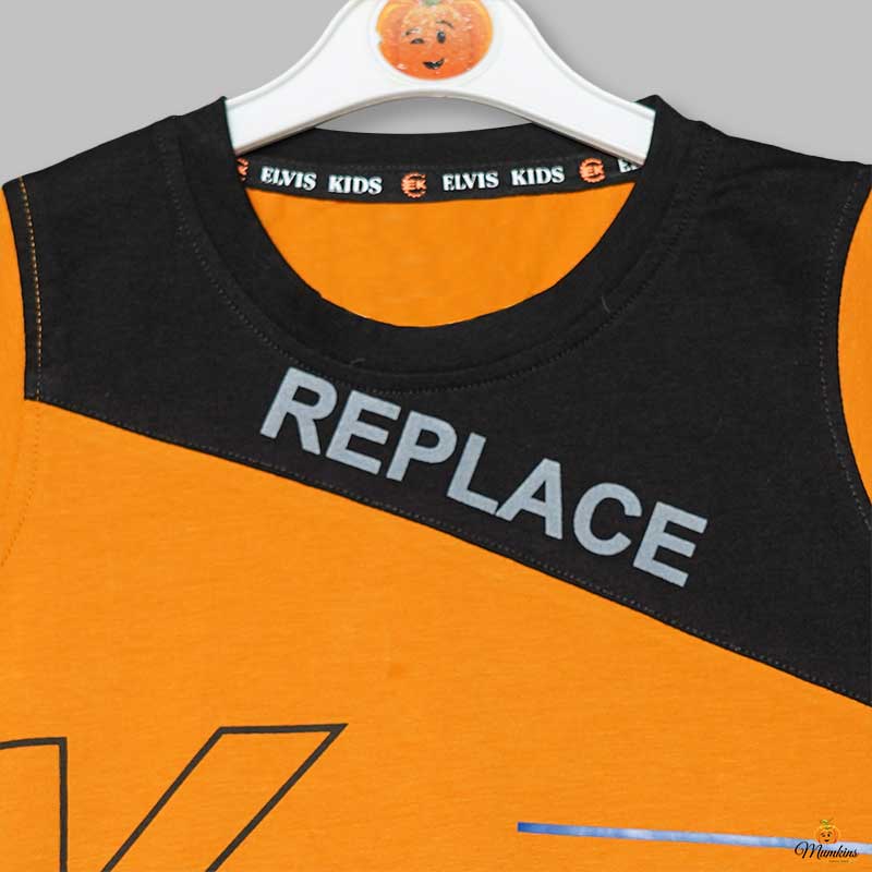 Solid T-Shirt for Boys with Text Prints Close Up View