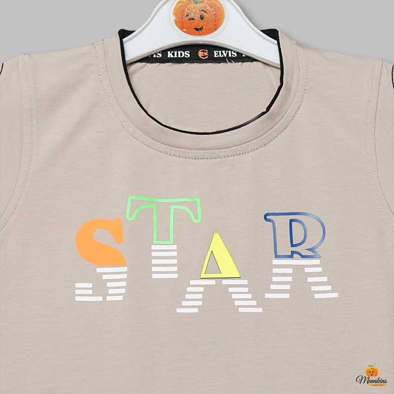 Solid Calligraphy T-Shirt for Boys Close Up View