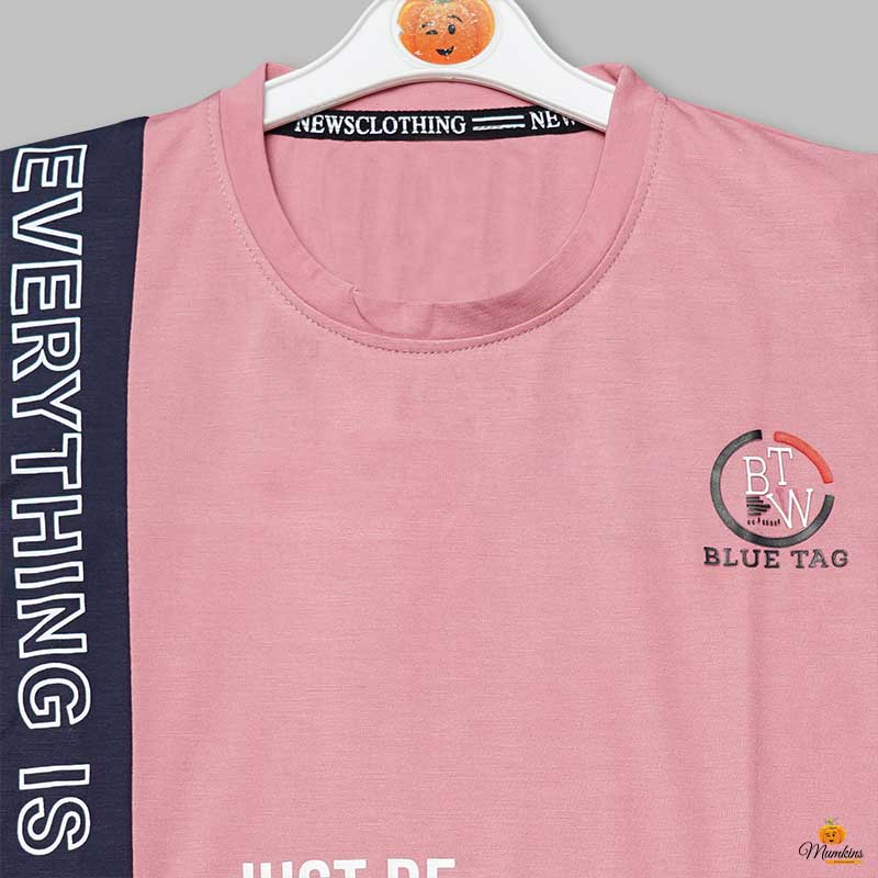 Solid Printed T-Shirt for Boys in Soft Fabric Close Up View
