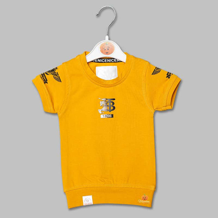 Solid Mustard Designer T-Shirts for Boys Variant Front View