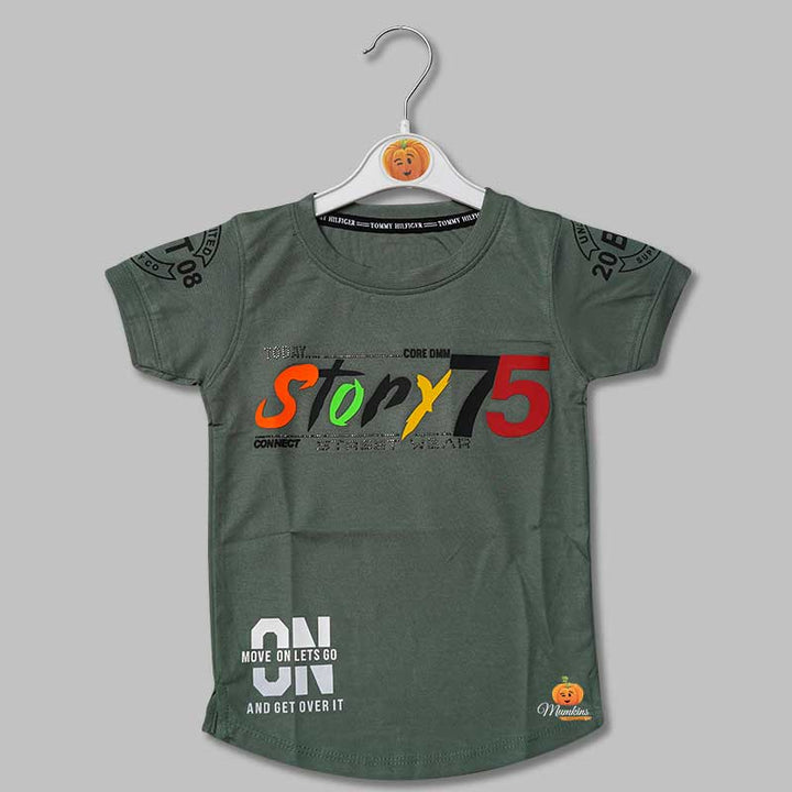 Solid Grey Print T- Shirts for Boys with Soft Fabric Variant Front View