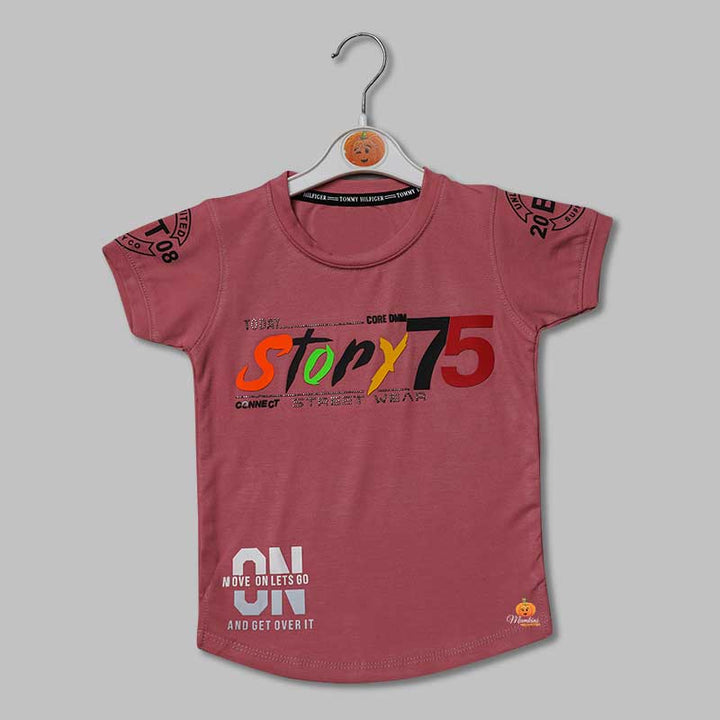 Solid Pink Print T- Shirts for Boys with Soft Fabric Variant Front View