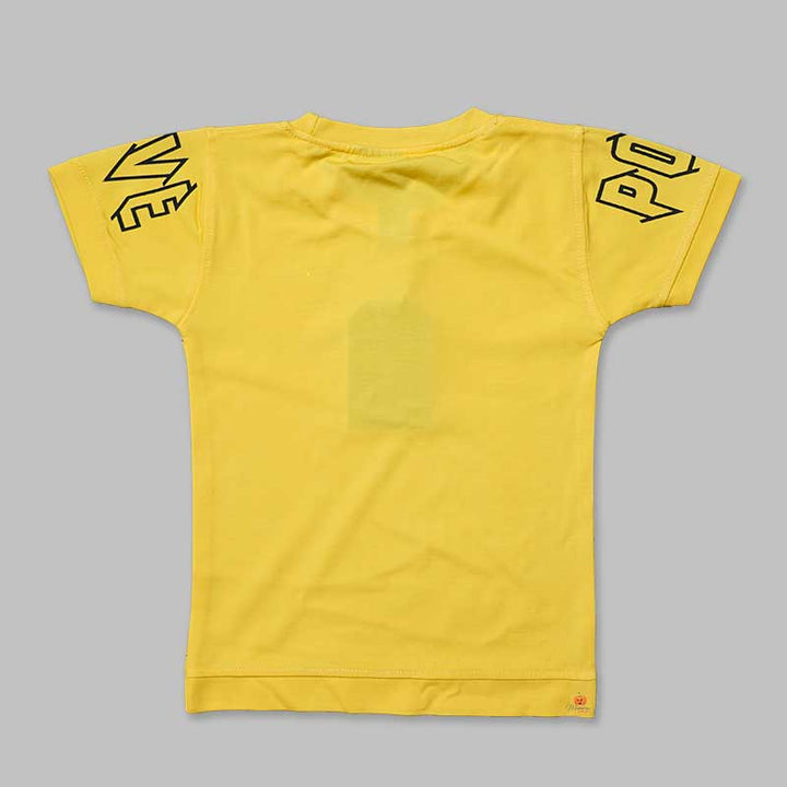 Solid T-Shirts for Boys with Text Print Back View
