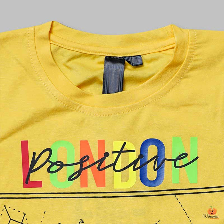 Solid T-Shirts for Boys with Text Print Close Up View