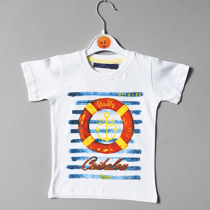 White Stylish T-Shirt for Boys Front View