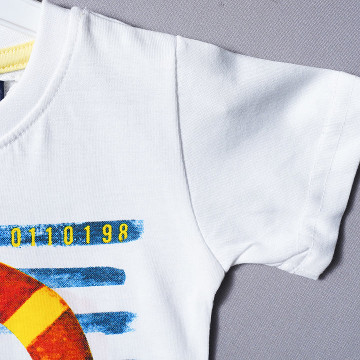 White Stylish T-Shirt for Boys Close Up View
