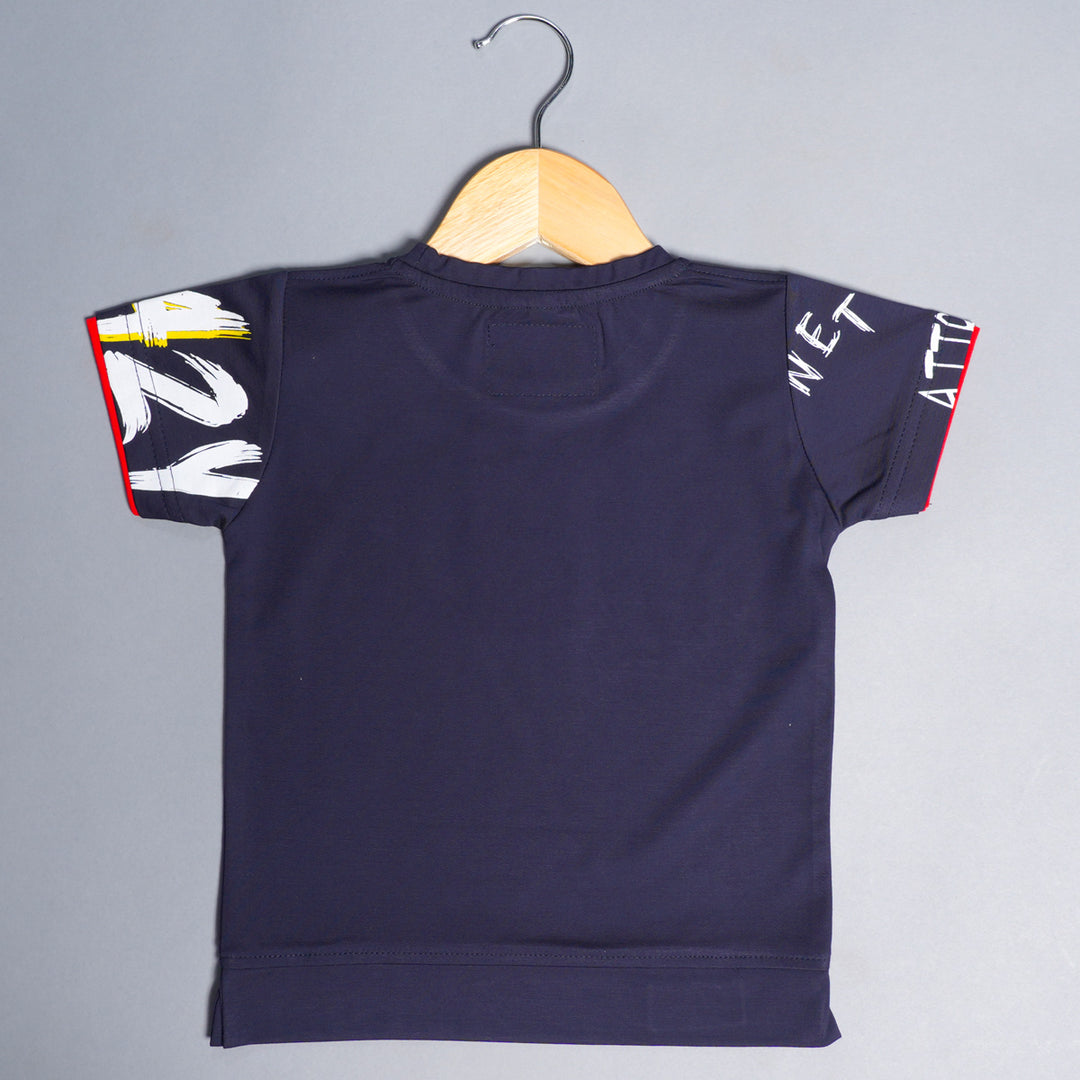 Blue Yellow Half Sleeves T-Shirts for Boys Back View