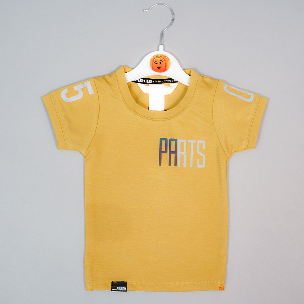 Mustard Half Sleeves T-shirt For Boys Variant Front View