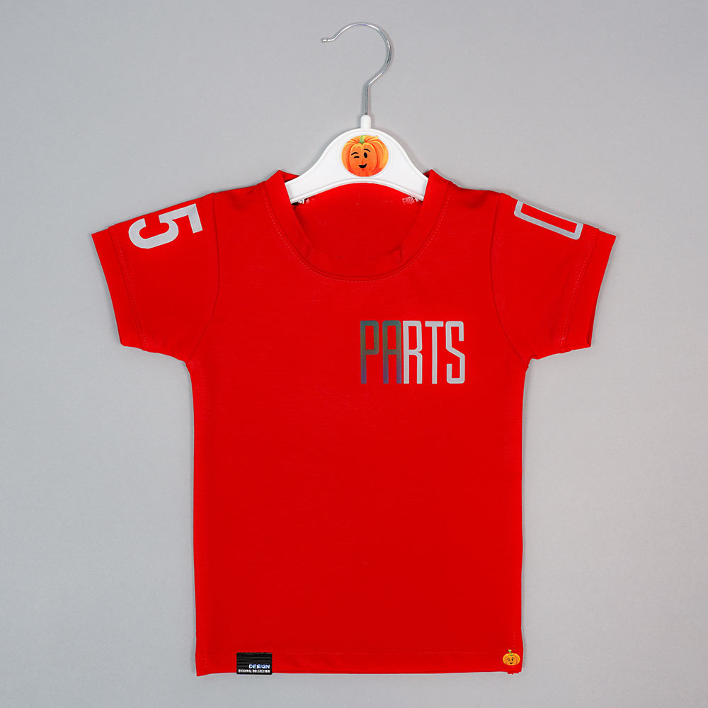Red Mustard Half Sleeves T-shirt For Boys Front View