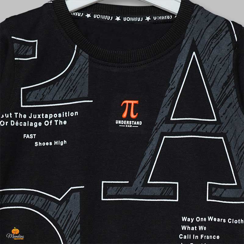 Black Full Sleeves T-shirt for Boys Close Up View